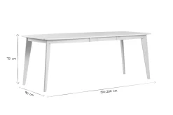 Table à manger extensible scandinave blanc et bois clair L150-200 cm LEENA