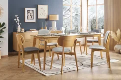 Table à manger extensible scandinave en bois clair L150-200 LEENA