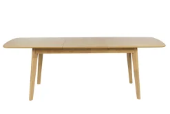 Table à manger extensible scandinave rallonges intégrées en bois clair chêne L168-228 cm LEENA
