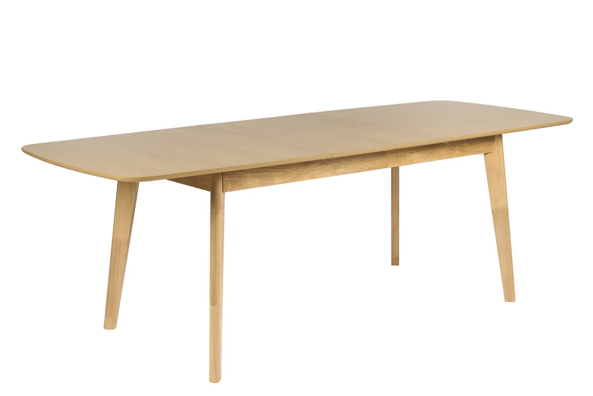 Table à manger extensible scandinave rallonges intégrées en bois clair chêne L168-228 cm LEENA