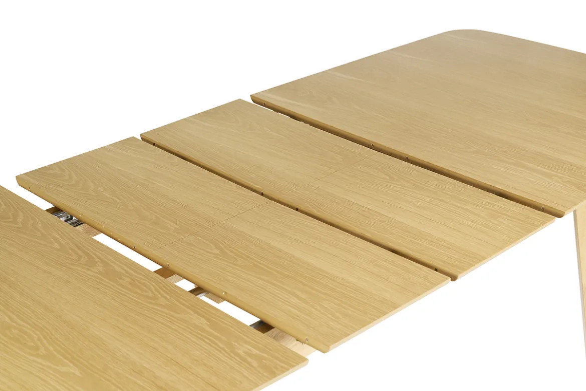 Table à manger extensible scandinave rallonges intégrées en bois clair chêne L168-228 cm LEENA