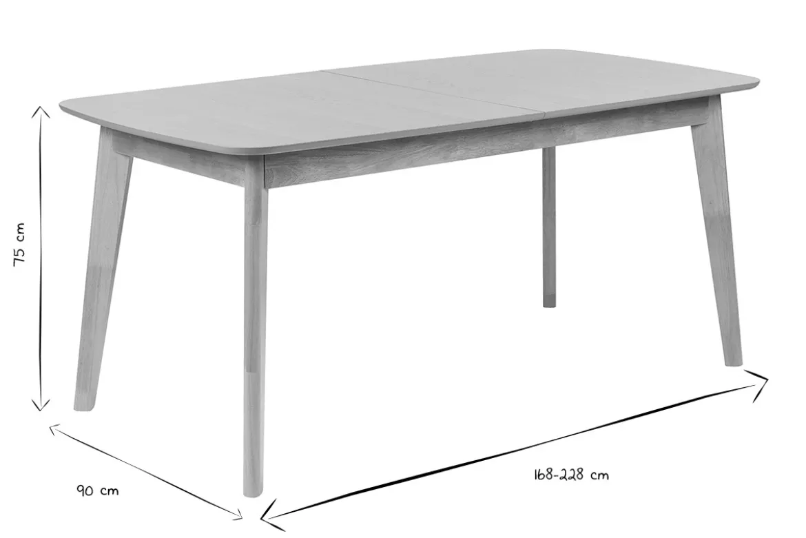 Table à manger extensible scandinave rallonges intégrées en bois clair chêne L168-228 cm LEENA