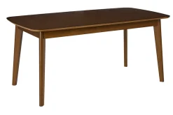 Table à manger extensible scandinave rallonges intégrées en bois foncé noyer L168-228 cm LEENA