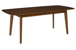Table à manger extensible scandinave rallonges intégrées en bois foncé noyer L168-228 cm LEENA