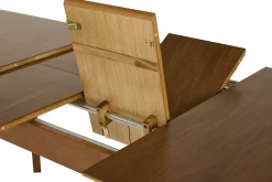Table à manger extensible scandinave rallonges intégrées en bois foncé noyer L168-228 cm LEENA