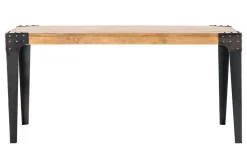 Table à manger industrielle acier et bois manguier massif L160 cm MADISON