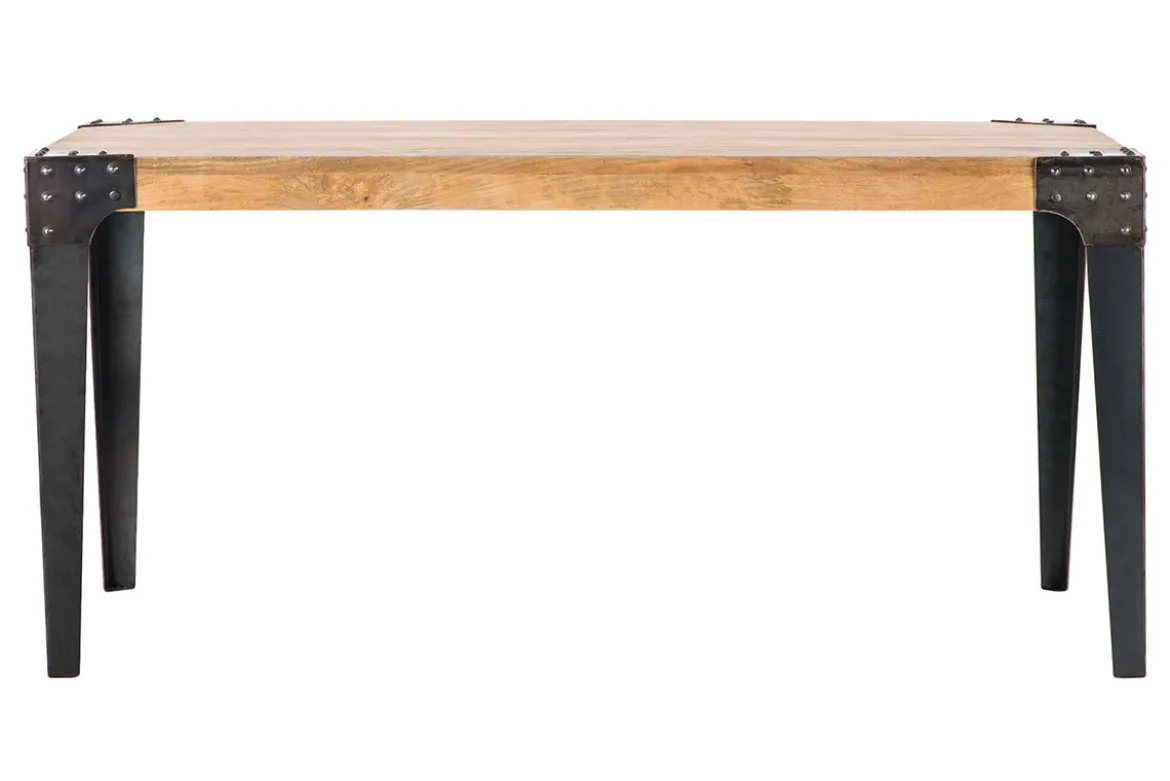 Table à manger industrielle acier et bois manguier massif L160 cm MADISON