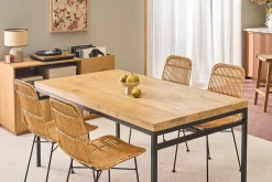 Table à manger industrielle bois manguier massif et métal L160 cm YPSTER
