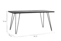 Table à manger industrielle bois manguier massif et métal L160 cm ATELIER