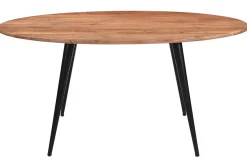 Table à manger ovale en bois massif et métal noir L160 cm OBALI
