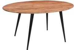 Table à manger ovale en bois massif et métal noir L160 cm OBALI
