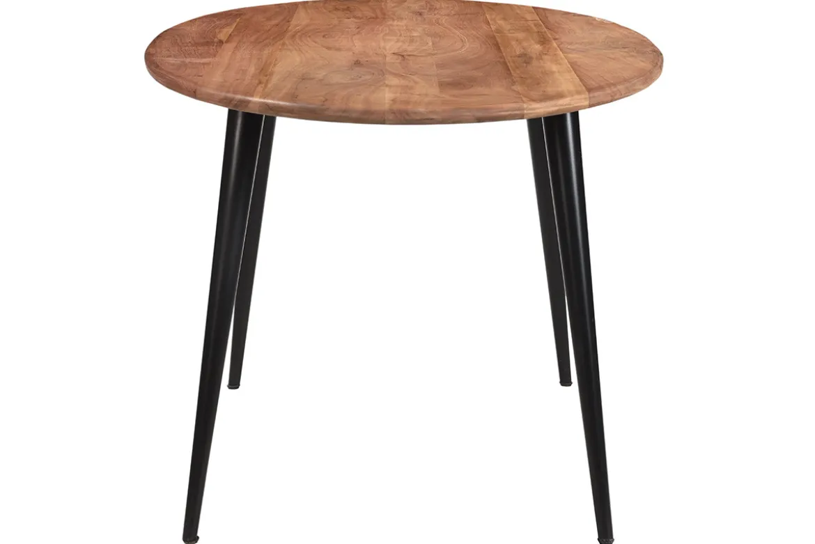 Table à manger ovale en bois massif et métal noir L160 cm OBALI