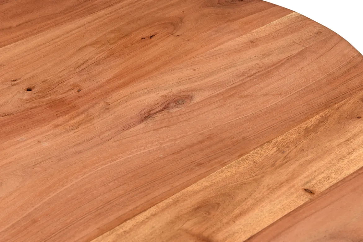 Table à manger ovale en bois massif et métal noir L160 cm OBALI