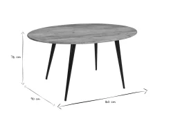 Table à manger ovale en bois massif et métal noir L160 cm OBALI