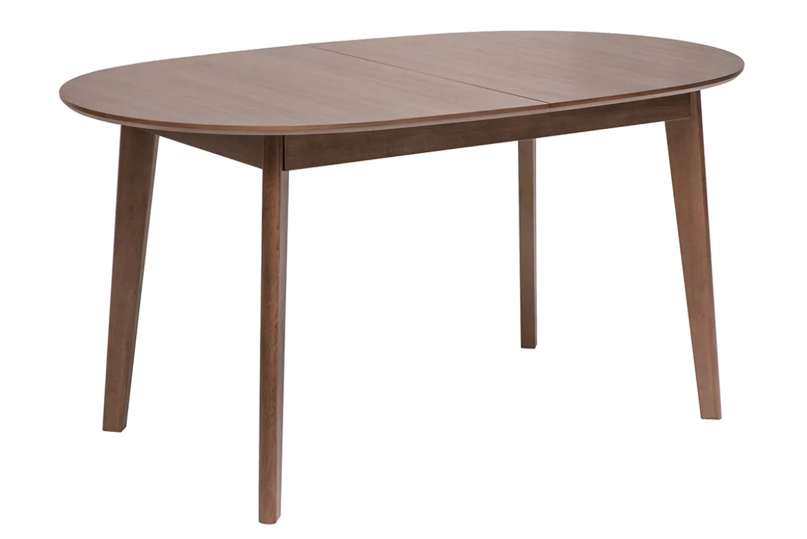 Table à manger ovale extensible avec rallonges intégrées en bois foncé noyer L150-200 cm ANSEL