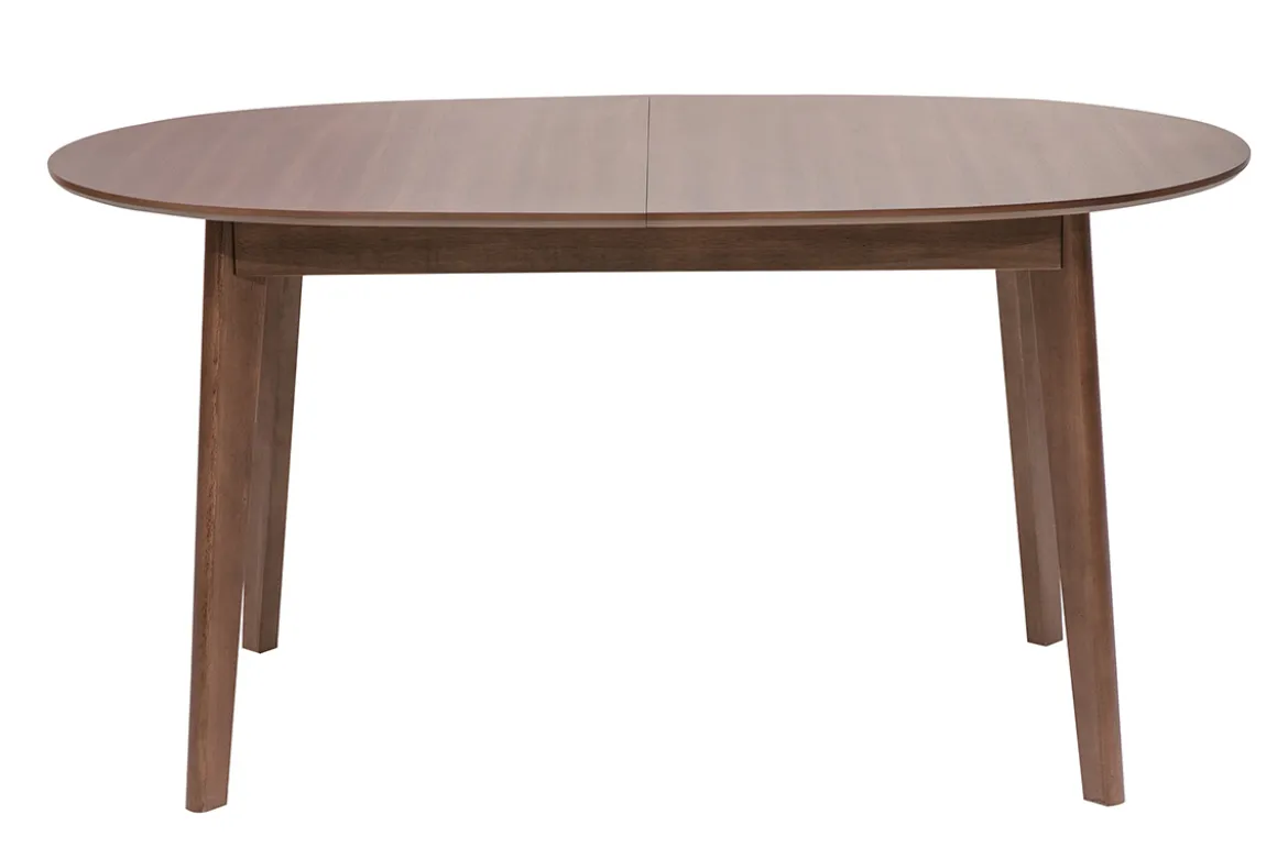 Table à manger ovale extensible avec rallonges intégrées en bois foncé noyer L150-200 cm ANSEL