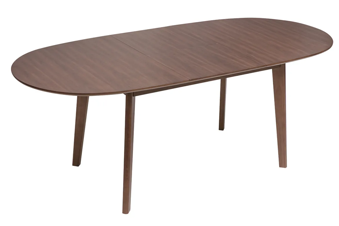Table à manger ovale extensible avec rallonges intégrées en bois foncé noyer L150-200 cm ANSEL