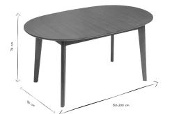 Table à manger ovale extensible avec rallonges intégrées en bois foncé noyer L150-200 cm ANSEL