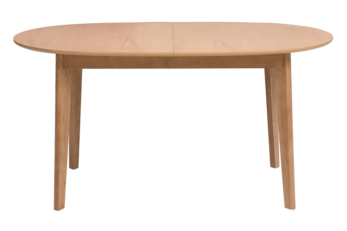 Table à manger ovale extensible avec rallonges intégrées en bois clair chêne L150-200 cm ANSEL