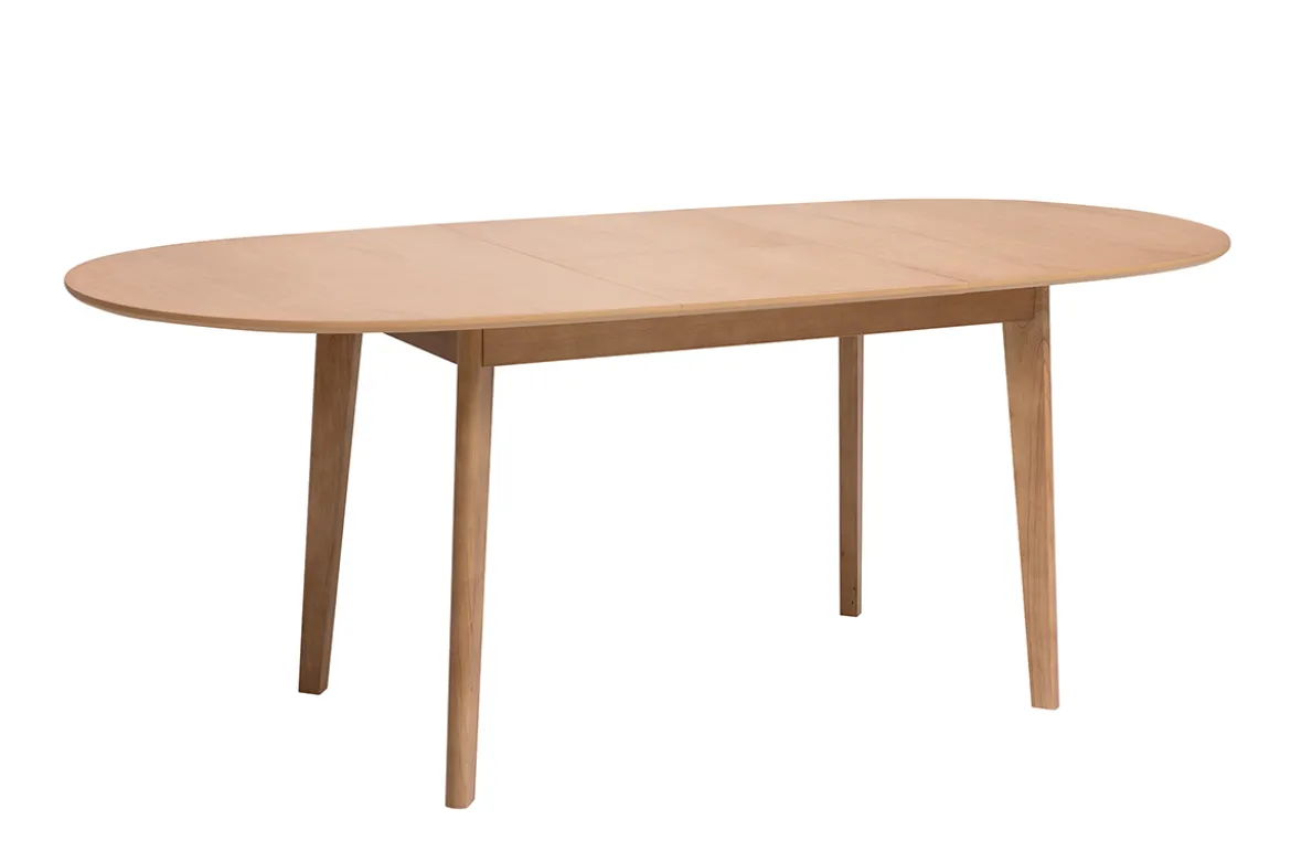 Table à manger ovale extensible avec rallonges intégrées en bois clair chêne L150-200 cm ANSEL