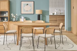 Table à manger ovale extensible avec rallonges intégrées en bois clair chêne L150-200 cm ANSEL
