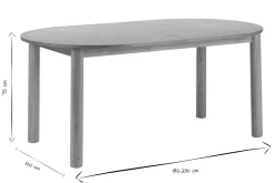 Table à manger ovale extensible avec rallonges intégrées en bois clair frêne L180-230 cm CLAUDIE