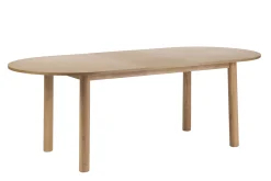 Table à manger ovale extensible avec rallonges intégrées en bois clair frêne L180-230 cm CLAUDIE