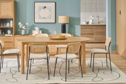 Table à manger ovale extensible avec rallonges intégrées en bois clair frêne L180-230 cm CLAUDIE