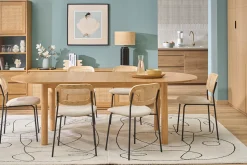 Table à manger ovale extensible avec rallonges intégrées en bois clair frêne L180-230 cm CLAUDIE