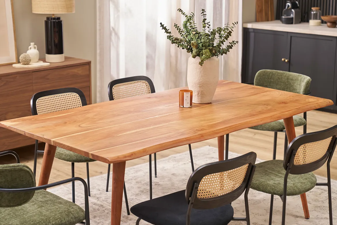 Table à manger rectangulaire en bois massif L175 cm SAVANA