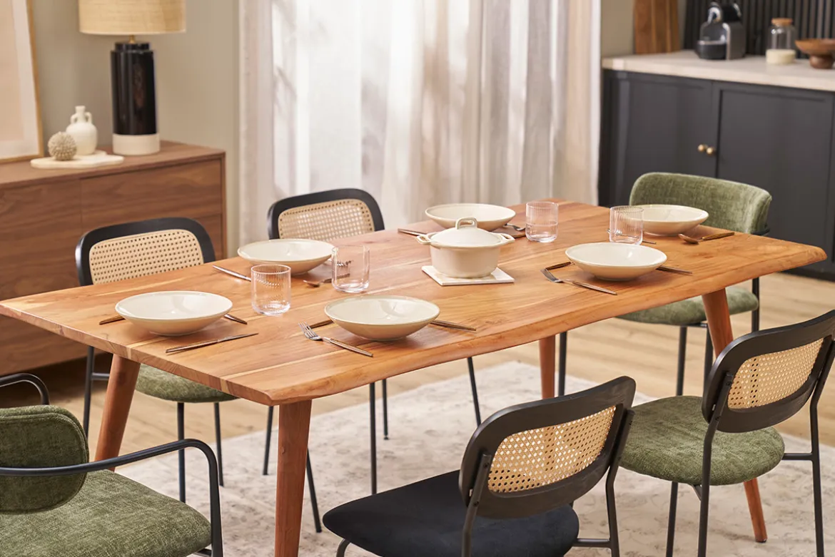 Table à manger rectangulaire en bois massif L175 cm SAVANA