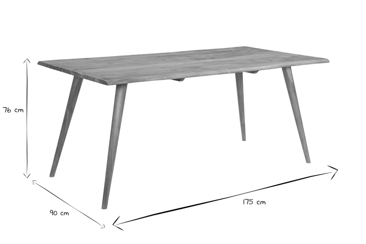 Table à manger rectangulaire en bois massif L175 cm SAVANA