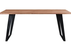 Table à manger rectangulaire en bois massif et métal noir L175 cm KORA