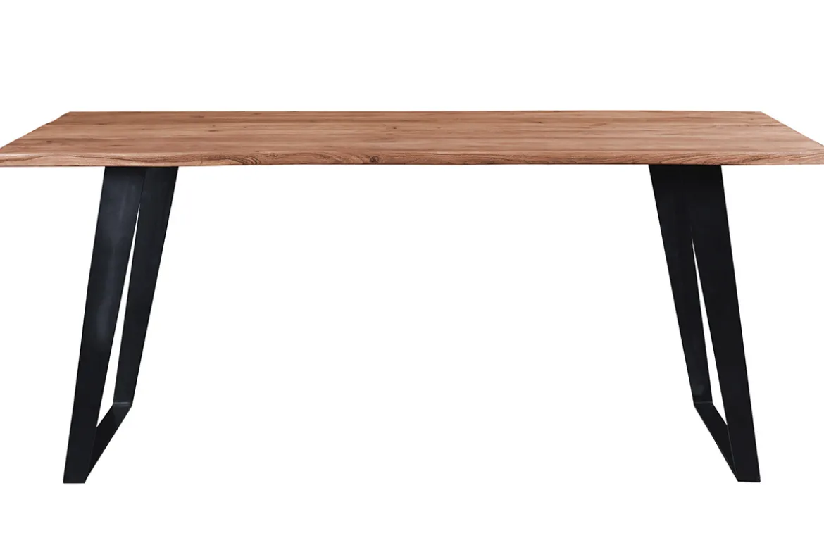 Table à manger rectangulaire en bois massif et métal noir L175 cm KORA