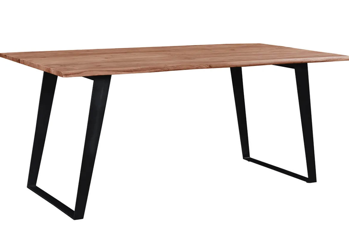 Table à manger rectangulaire en bois massif et métal noir L175 cm KORA