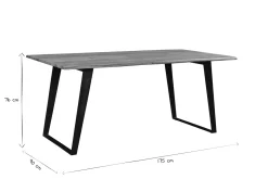 Table à manger rectangulaire en bois massif et métal noir L175 cm KORA