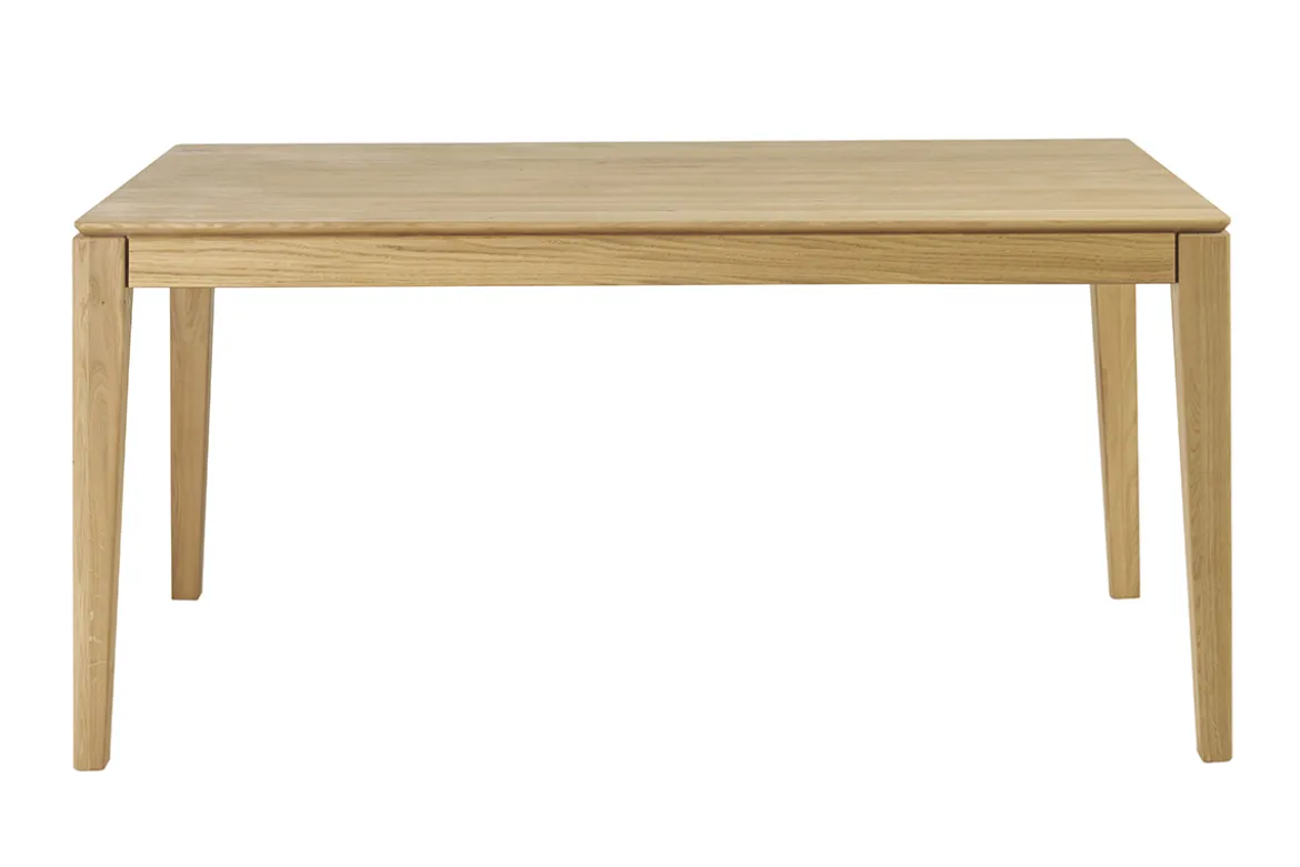 Table à manger rectangulaire extensible rallonge intégrée en bois clair chêne massif L160-245 cm NELYA