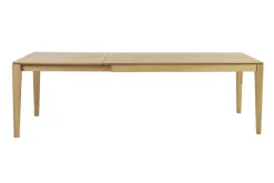 Table à manger rectangulaire extensible rallonge intégrée en bois clair chêne massif L160-245 cm NELYA