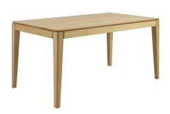Table à manger rectangulaire extensible rallonge intégrée en bois clair chêne massif L160-245 cm NELYA