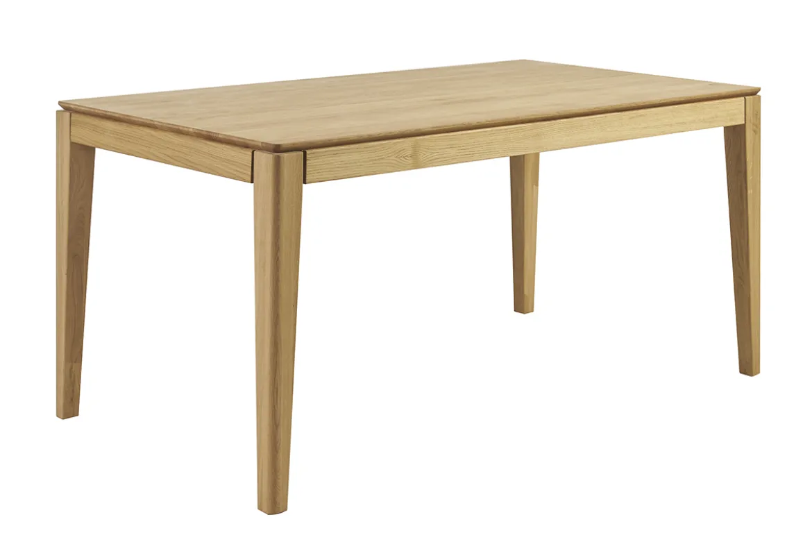 Table à manger rectangulaire extensible rallonge intégrée en bois clair chêne massif L160-245 cm NELYA