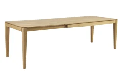 Table à manger rectangulaire extensible rallonge intégrée en bois clair chêne massif L160-245 cm NELYA