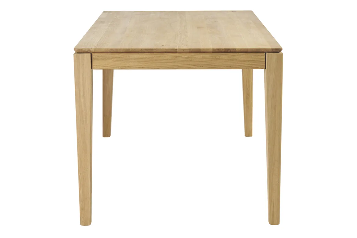 Table à manger rectangulaire extensible rallonge intégrée en bois clair chêne massif L160-245 cm NELYA