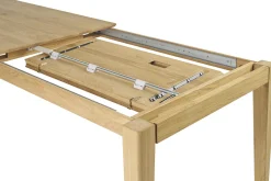 Table à manger rectangulaire extensible rallonge intégrée en bois clair chêne massif L160-245 cm NELYA