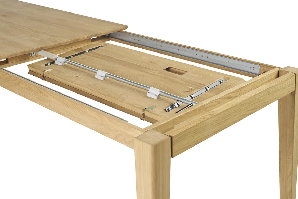 Table à manger rectangulaire extensible rallonge intégrée en bois clair chêne massif L160-245 cm NELYA