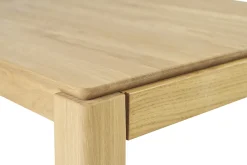 Table à manger rectangulaire extensible rallonge intégrée en bois clair chêne massif L160-245 cm NELYA
