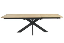 Table à manger rectangulaire extensible rallonge intégrée en bois clair chêne massif L160-245 cm AGATA