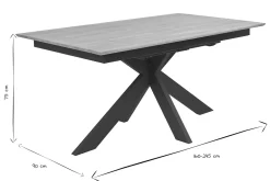 Table à manger rectangulaire extensible rallonge intégrée en bois clair chêne massif L160-245 cm AGATA