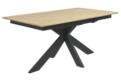 Table à manger rectangulaire extensible rallonge intégrée en bois clair chêne massif L160-245 cm AGATA
