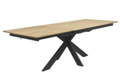 Table à manger rectangulaire extensible rallonge intégrée en bois clair chêne massif L160-245 cm AGATA