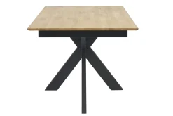 Table à manger rectangulaire extensible rallonge intégrée en bois clair chêne massif L160-245 cm AGATA